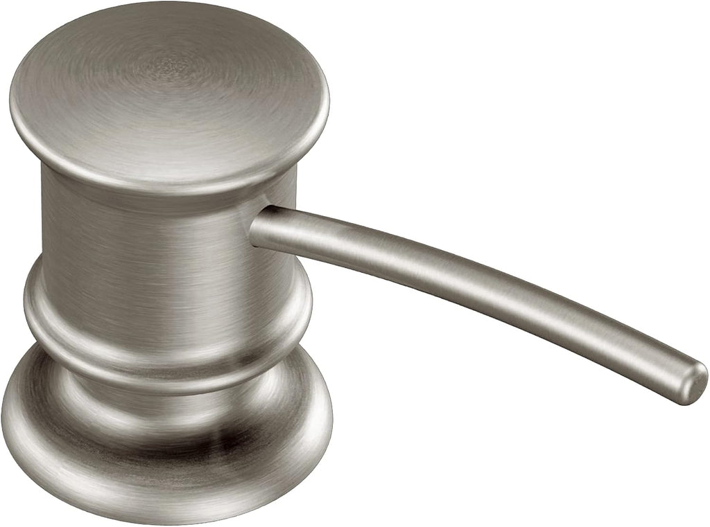 Moen Conneaut Spot Resist Stainless One-Handle High Arc Kitchen Sink Faucet with Power Boost Pull Down Sprayer, 87801SRS + Deck Mounted Kitchen Soap Dispenser with Refillable Bottle, 3944SRS