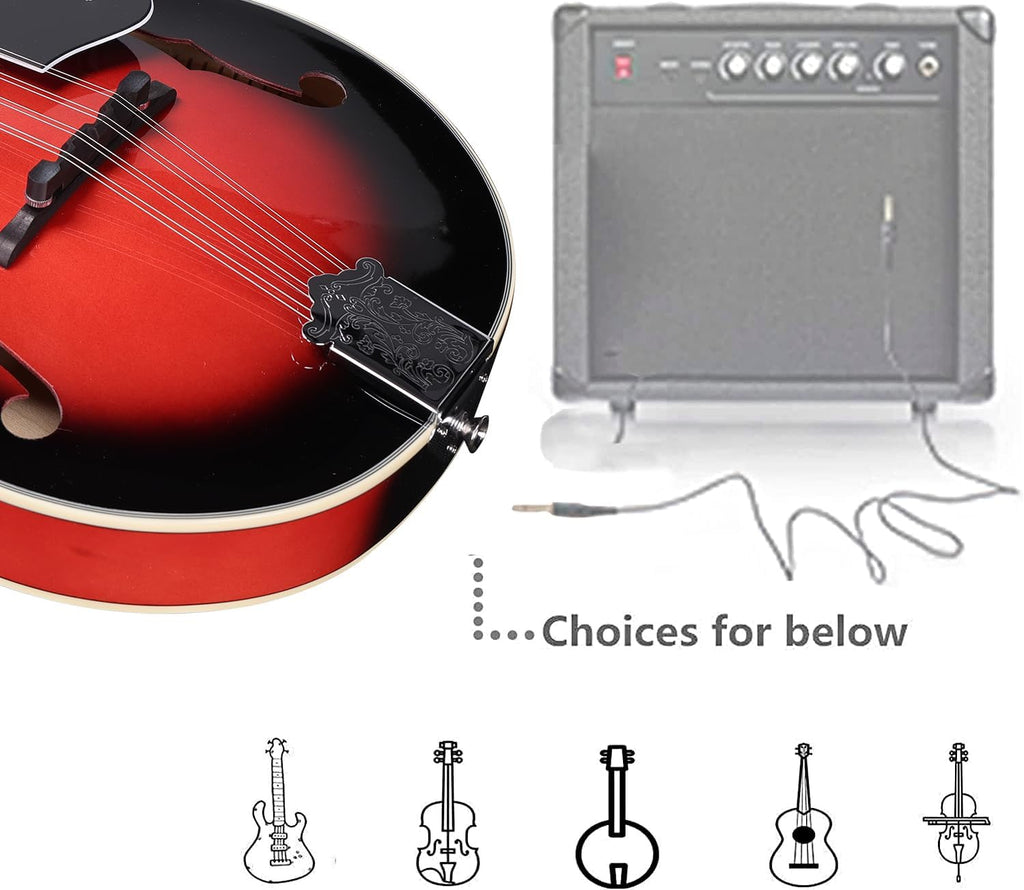 ADM Acoustic Mandolin Instrument Kit Music A Style for Kids Students Adults Wood Mandolins Beginner Set With Bag, Tuner, Pick-up, Strap, Strings, Picks and Hanger, Red