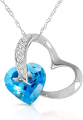Galaxy Gold GG 14k Yellow Gold Heart Necklace with Natural Diamonds and Blue Topaz