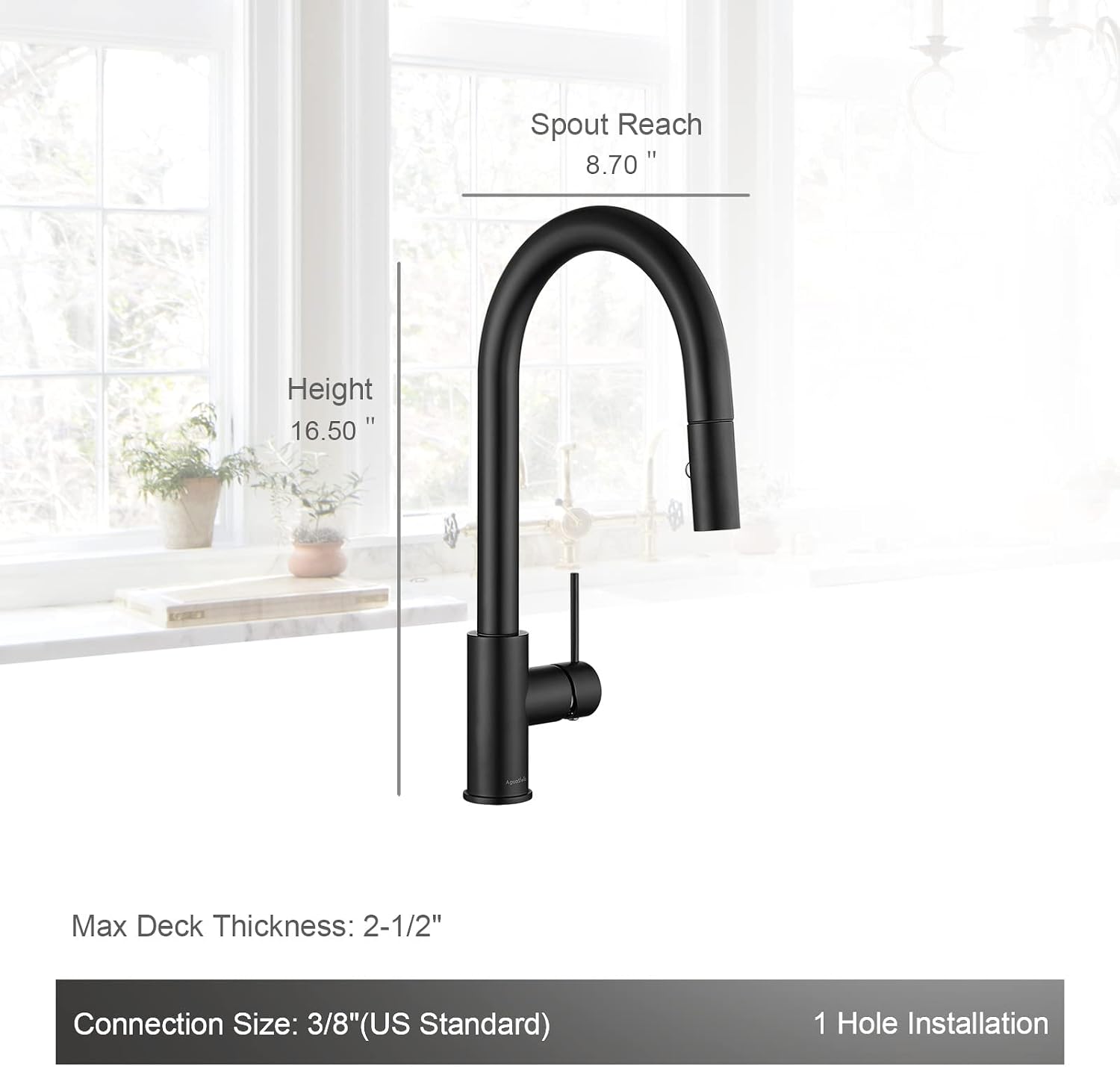 AguaStella AS60MB Matte Black Kitchen Sink Faucet with Pull Down Sprayer Single Handle