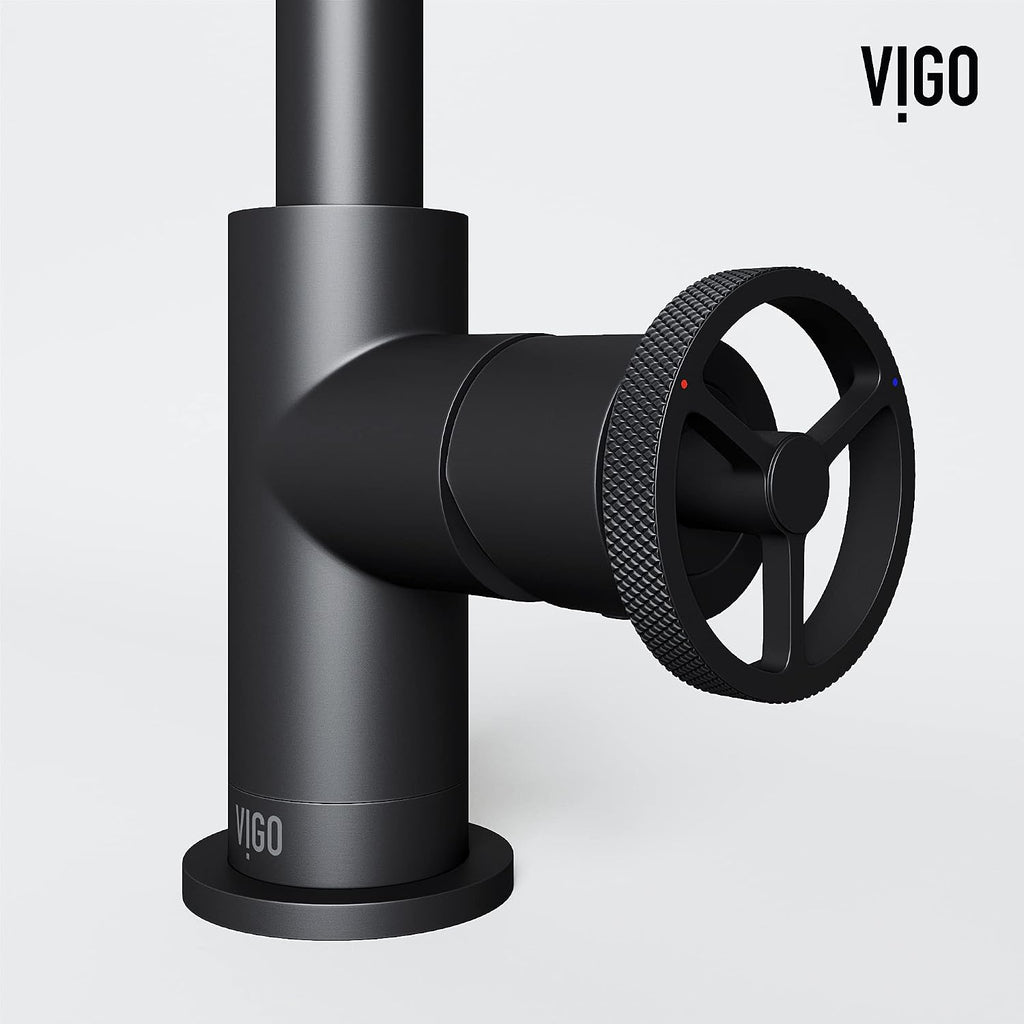 VIGO Cass Single-Handle Single-Hole Mount Bathroom Sink Faucet, 9-Inch, Matte Black, Modern Design, Solid Brass, 1.2 GPM WaterSense & Ceramic Disc Valve, Corrosion-Resistant
