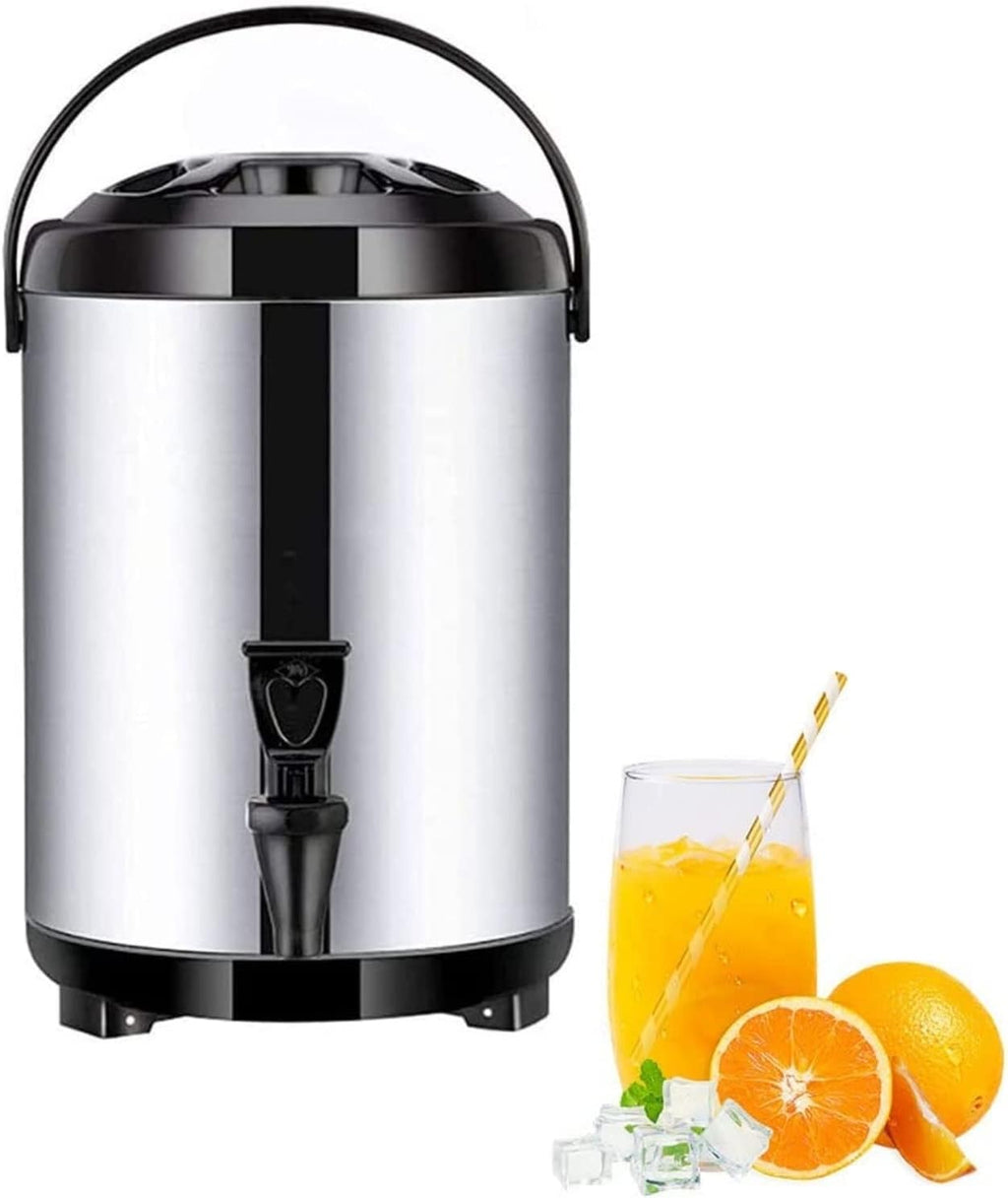Hot Water Dispenser with Faucet,Stainless Steel Catering Urn, Thermostat Water Boiler 8L/10L/12L, Commercial Coffee Urn Insulated Barrel, Insulated for 10-12 Hour,Black,6L
