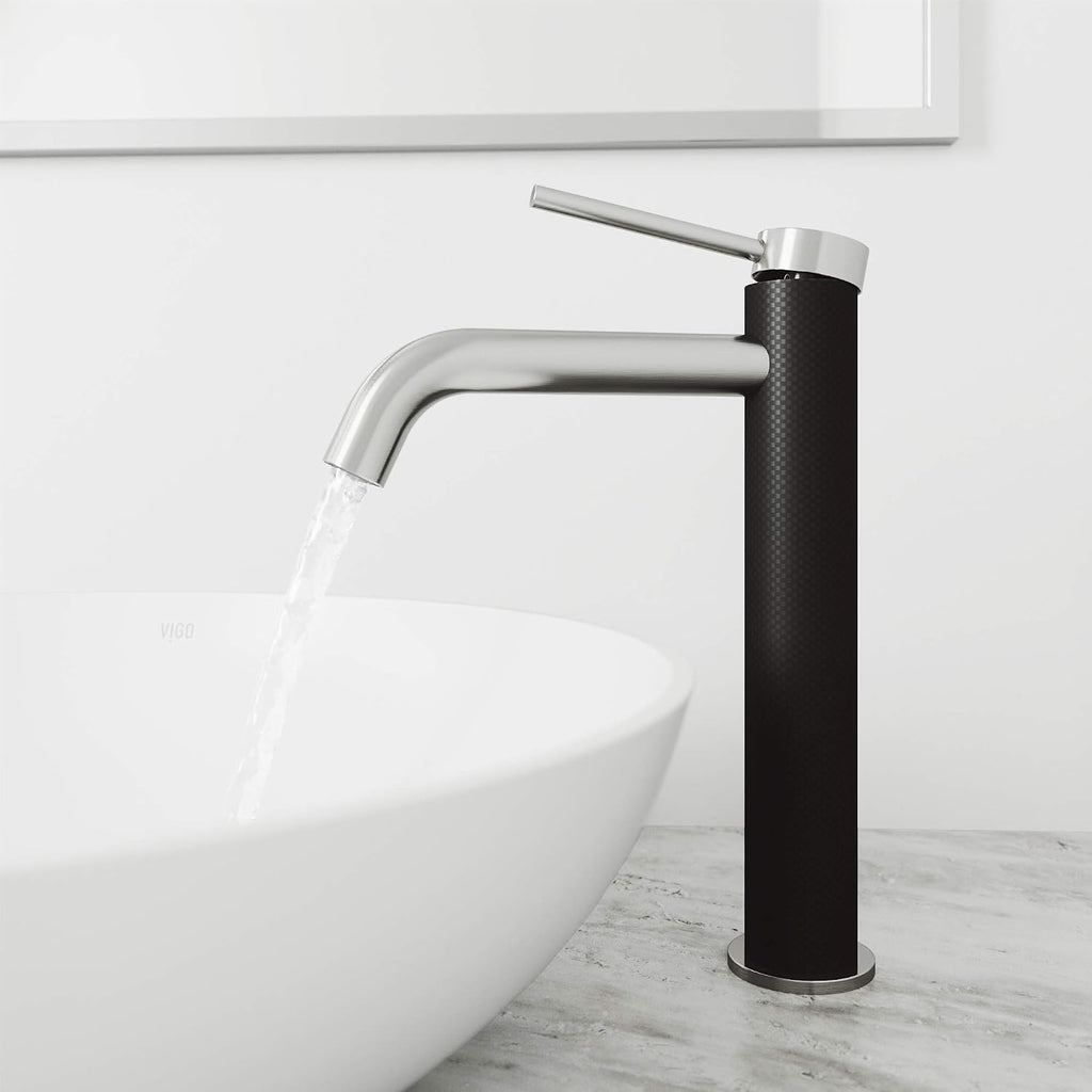 VIGO Lexington Single-Handle Single-Hole Mount Vessel Bathroom Sink Faucet, 10-Inch, Brushed Nickel, Modern Design, Solid Brass, 1.2 GPM WaterSense & Ceramic Disc Valve, Corrosion-Resistant
