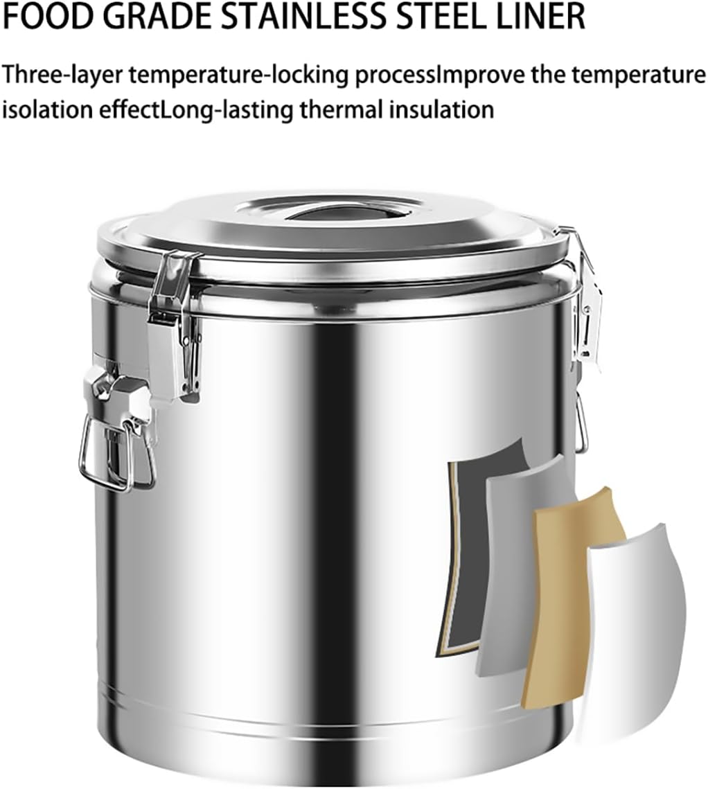 Insulated Beverage Dispenser, Stainless Steel Insulated Barrel Hot Water Dispensers with Faucet for Hot Tea Coffee Cold Milk Water Juice for Commercial Home Office,40L