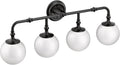 Moen YB0564BL Colinet 4-Light Dual-Mount Bath Bathroom Vanity Fixture with Frosted Glass, Matte Black