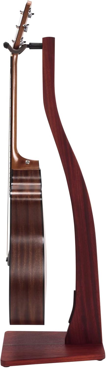 Zither Wooden Guitar Stand - Handcrafted Solid Padauk Wood Floor Stands Best for Acoustic, Electric and Classical Guitars, Made in USA