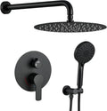 Matte Black Shower System, High Pressure Shower Faucets Sets Complete Has 12 Inches Matte Black Shower Head and Handle Set, Shower Fixtures with Brass Valve for Bathroom
