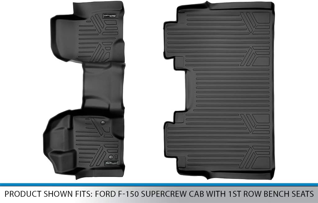 SMARTLINER Custom Fit Floor Mats 2 Row Liner Set Compatible with 2015-2025 Ford F-150