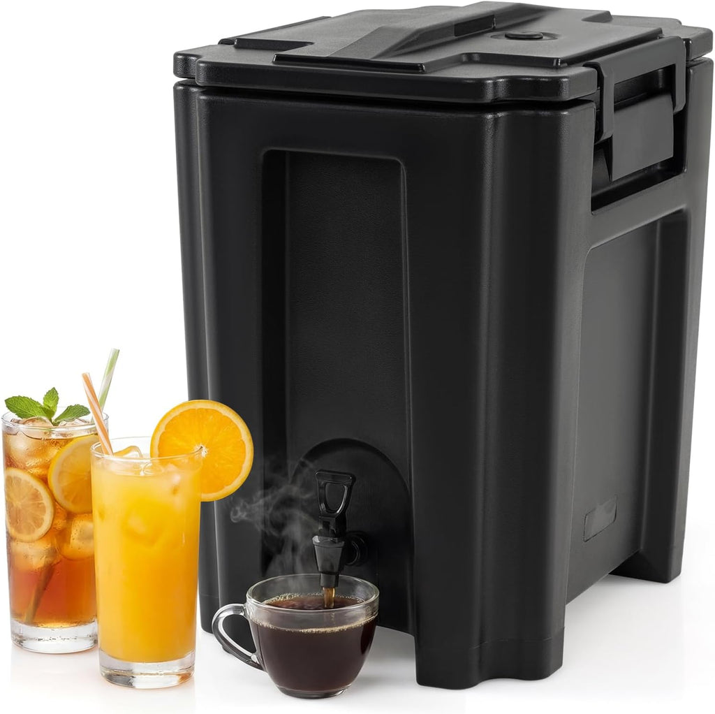 Goplus 13.2 Gal Insulated Beverage Dispenser, Commercial Coffee Tea Iced Thermal Drink Server Container with Handles & Two-Stage Faucet, Hot and Cold Water Dispenser for Catering, Party & Restaurant
