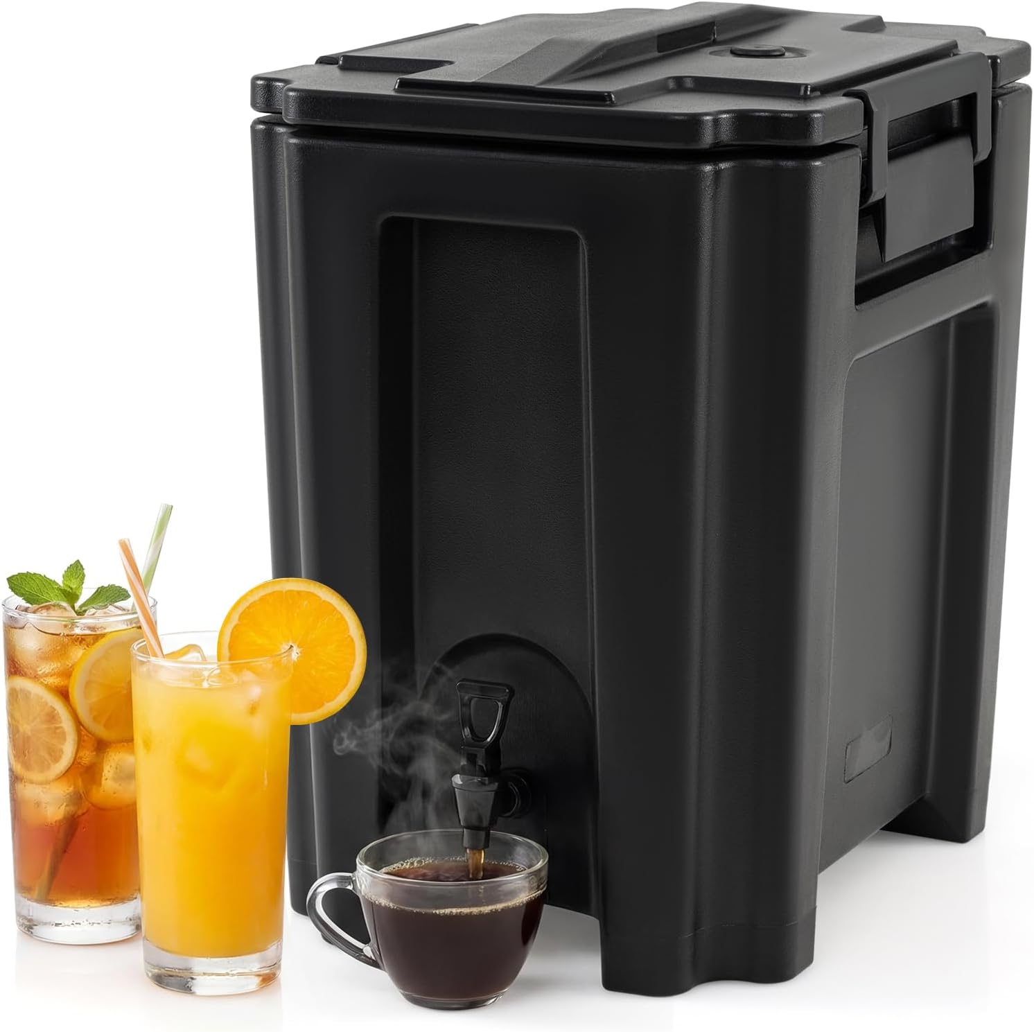 Goplus 13.2 Gal Insulated Beverage Dispenser, Commercial Coffee Tea Iced Thermal Drink Server Container with Handles & Two-Stage Faucet, Hot and Cold Water Dispenser for Catering, Party & Restaurant