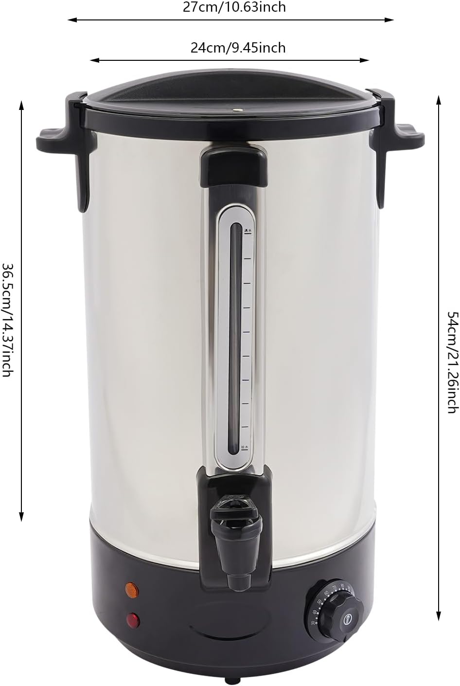Commercial Coffee Urn, 1800W 28L/7.4Gal Stainless Steel Hot Coffee Dispenser with Faucet for Hot Beverage Tea Chocolate, Adjustable Temperature 86-248℉ (Black)