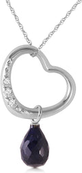 Galaxy Gold GG 14K Yellow Gold Natural Diamond Heart Necklace - April Birthstone - Strength & Brilliance - 14' to 24' - Fine Jewelry for Women