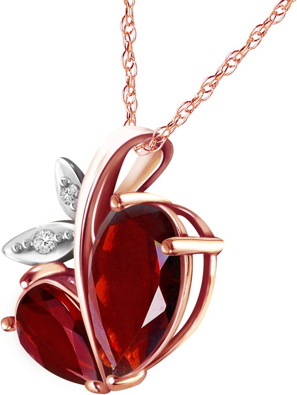 Galaxy Gold GG 5.36 CT. 14k Yellow Gold Modern Heart Necklace Diamonds Rubies