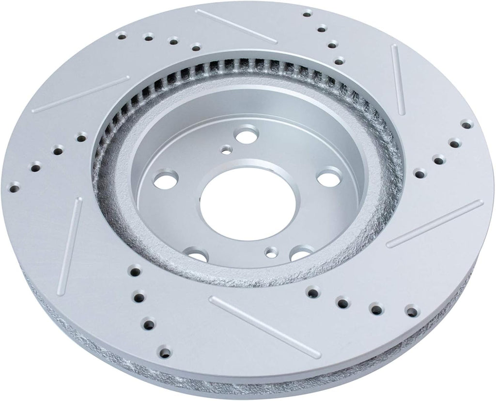 TRQ Performance Front Brake Pad & Rotor Ceramic Coated Drilled Rotors Compatible with 06-19 Toyota RAV4 09-13 Matrix 16-19 Mirai 17-18 Corolla iM 11-16 Scion tC 2016 iM 09-10 Pontiac Vibe