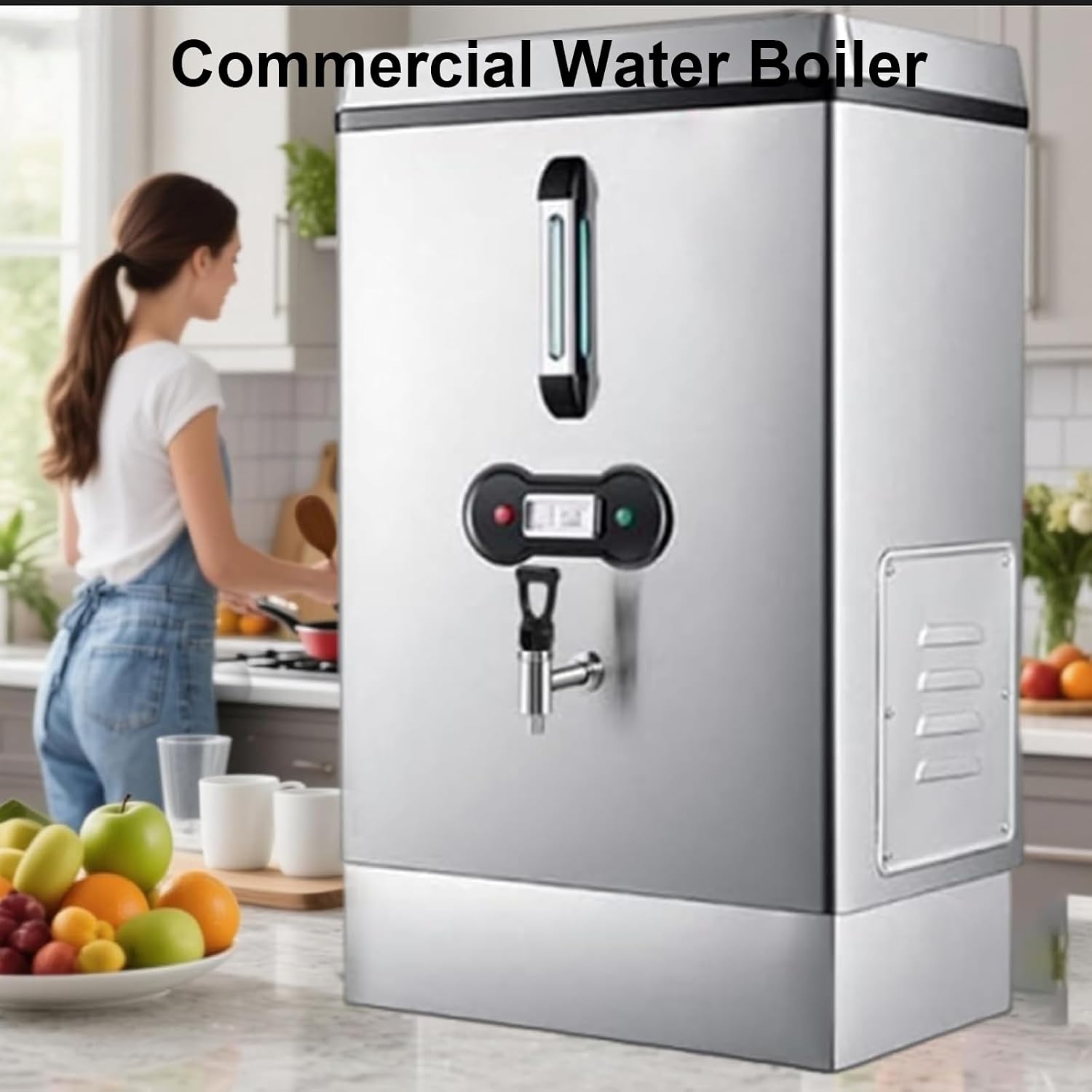 Commercial Water Boiler, Water Boiler Electric Catering Urn, 40L Instant Hot Water Dispenser with Faucet, Stainless Steel Urn for Cafe, Office, Tea/Coffee Making