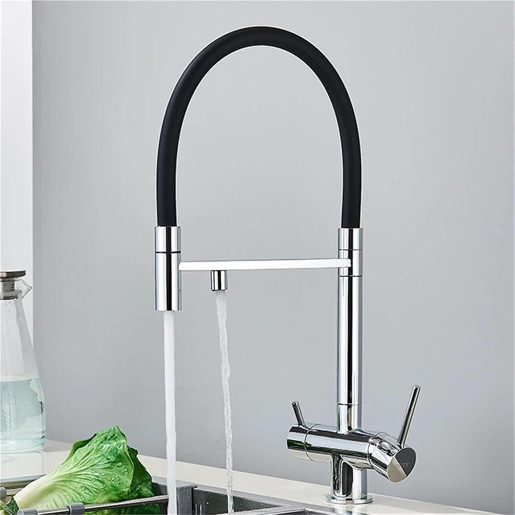 Filtered Kitchen Faucet Pull Out Spray Kitchen Purified 360 Rotation 3 Ways Sink Drink Water Faucet(Black)