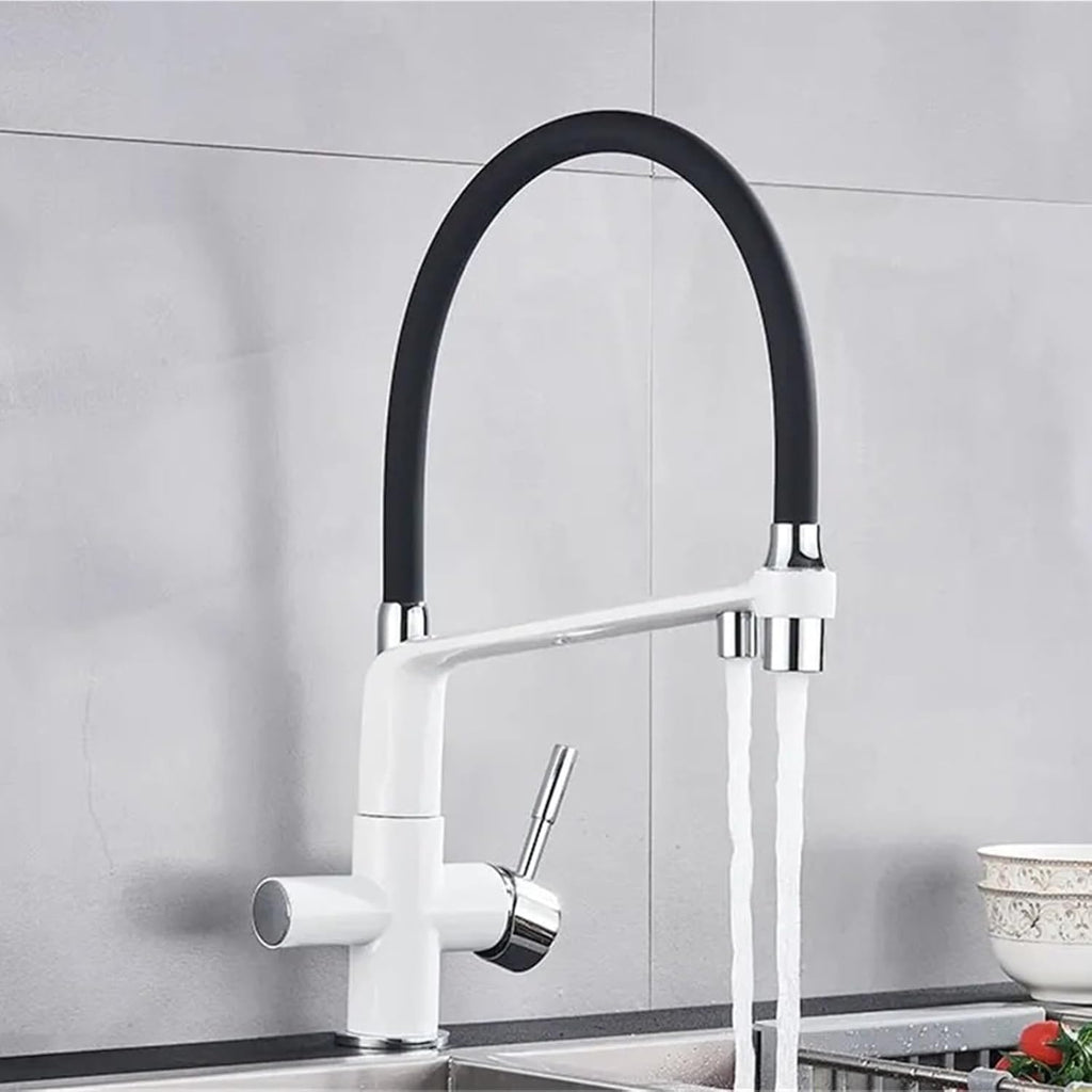 Purified Kitchen Faucet Spray Stream Modes Click Button Drink Water Hot Cold Filter Mixer Tap(White)