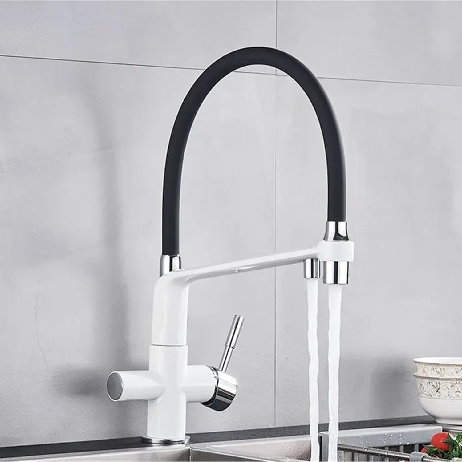 Purified Kitchen Faucet Spray Stream Modes Click Button Drink Water Hot Cold Filter Mixer Tap(White)