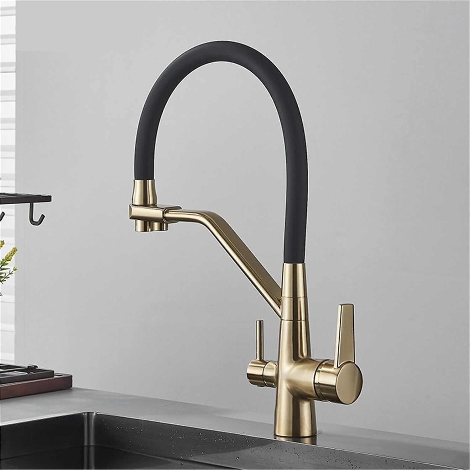 Filter Kitchen Faucet 360 ° Rotation Purification Kitchen Tap Household Sink Washing Faucet(Chrome)