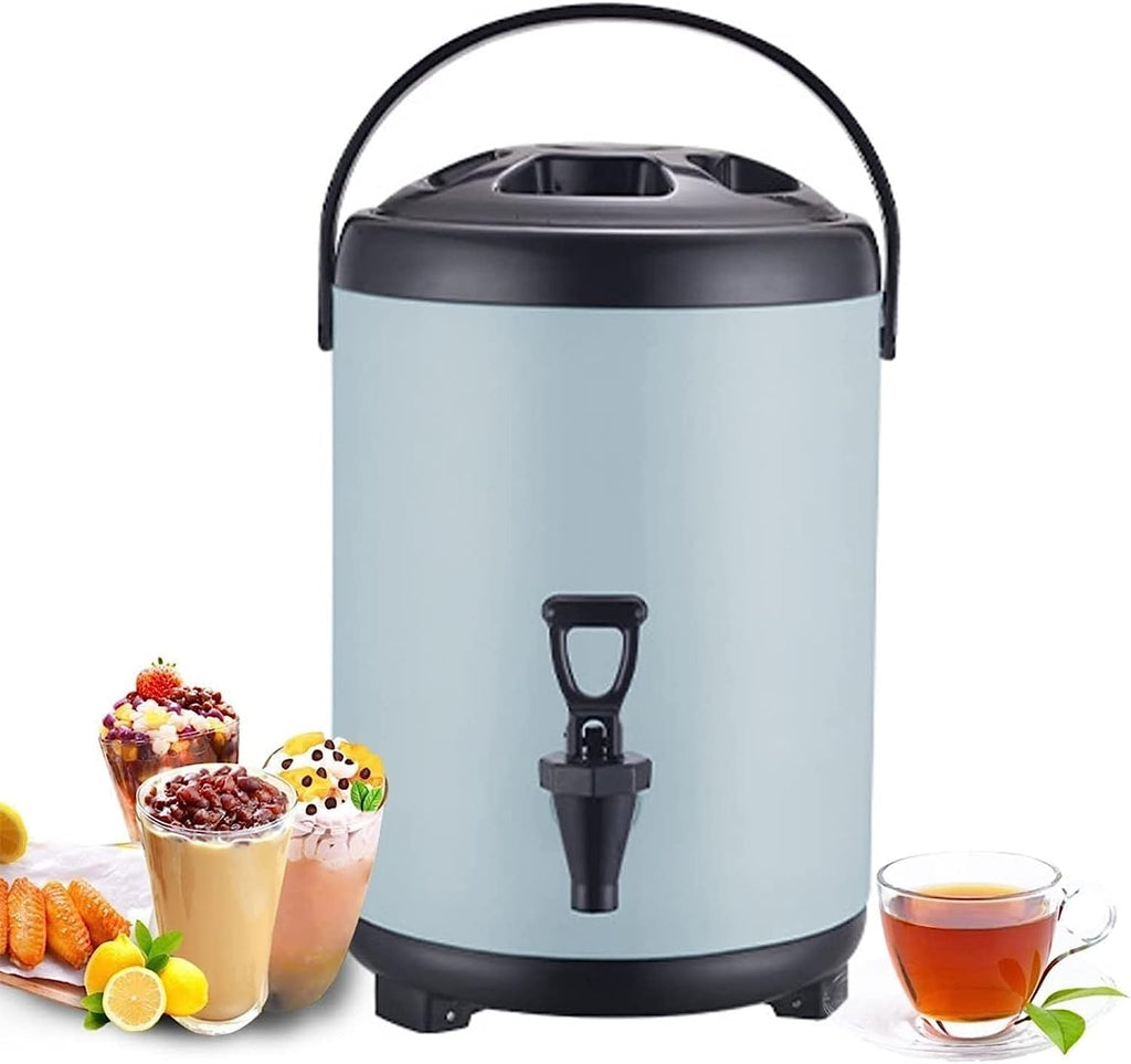 Urn Boiler Hot And Cold Water Dispenser Stainless Steel Tea Hot Water Bottle With Faucet Portable Handle Large Capacity Sealing For Catering Office Hotels Party (Color : Blue, Size : 10L)