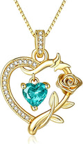 HeartMelody Heart Necklaces for Women Gold,14k 18K White Gold Plated Dainty Rose Butterfly Necklace with Garnet Birthstone Pendant Necklace Everyday Jewelry Birthday Christmas Gifts for Women Mom Her