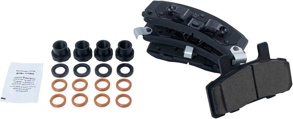 TRQ Performance Front Brake Pad & Rotor Set Ceramic Slotted Drilled Coated Vented Rotors Calipers for 88-00 Chevrolet GMC K1500 K2500 Blazer K1500 Suburban Tahoe Yukon 99-00 Cadillac Escalade
