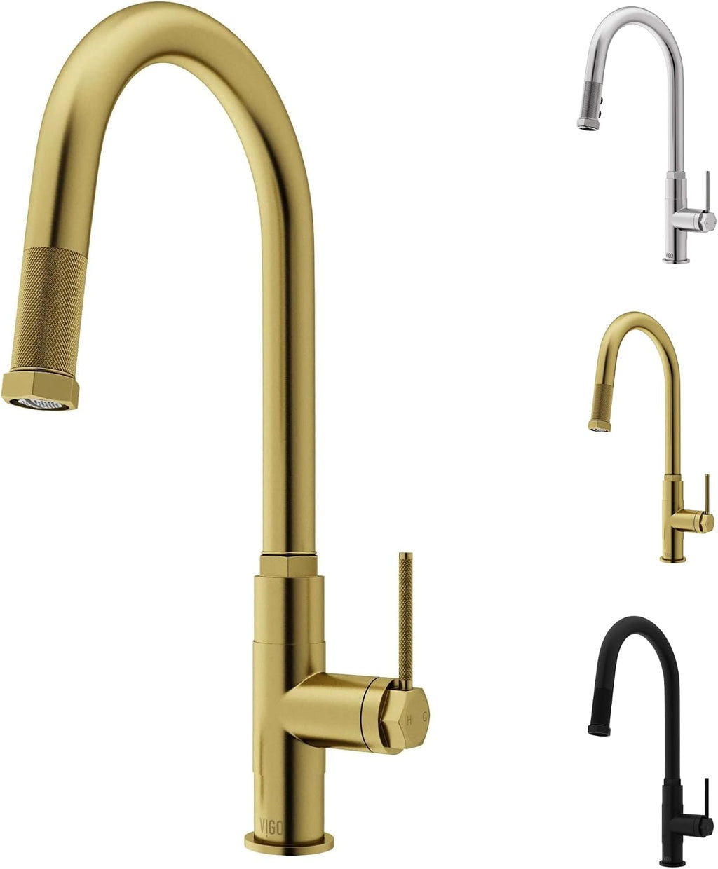 VIGO Hart Arched 18'' H Single Handle Pull-Down Spout Kitchen Faucet in Matte Brushed Gold-VG02035MG