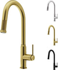 VIGO Hart Arched 18'' H Single Handle Pull-Down Spout Kitchen Faucet in Matte Brushed Gold-VG02035MG