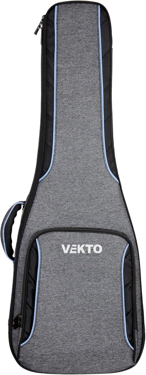 VEKTO Acoustic Guitar Gig Bag 41 Inch 28mm Padded, Hideaway Backpack StrapsPremium Grey-Blue Fabric, Spacious Compartments, Detachable Neck Cushion Grey Blue
