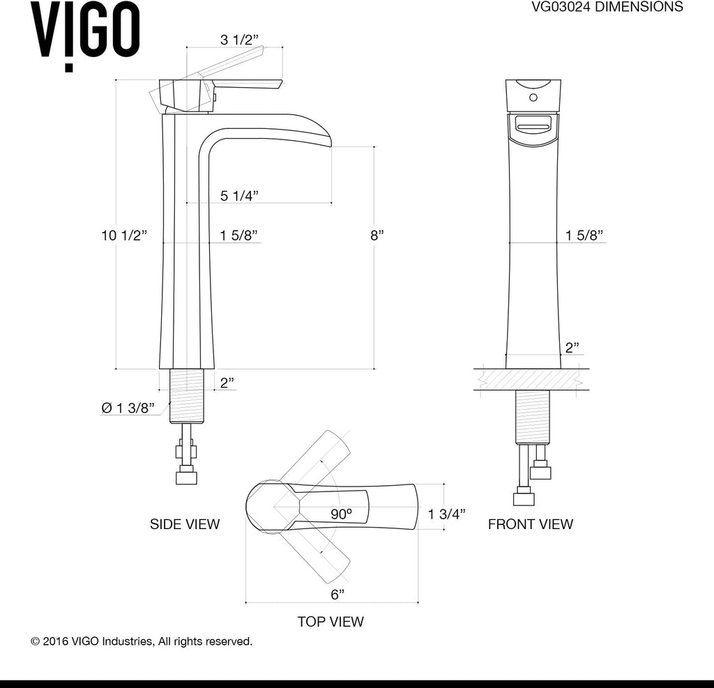 VIGO Niko Waterfall Single-Handle Single-Hole Mount Vessel Bathroom Sink Faucet, 11-Inch, Brushed Nickel, Modern Design, Solid Brass, 1.2 GPM WaterSense & Ceramic Disc Valve - VG03024BN