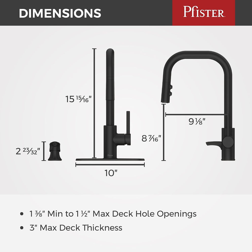 Pfister Zanna 1-Handle Pull-Down Kitchen Faucet in Matte Black