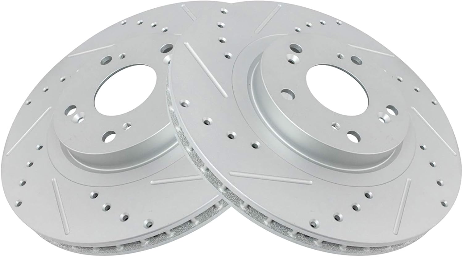 TRQ Performance Front Brake Pad and Rotor Set Ceramic Coated Drilled Slotted Vented Rotors Compatible with 2005-2006 Honda CR-V 2012-2015 Civic 2013-2015 Acura ILX