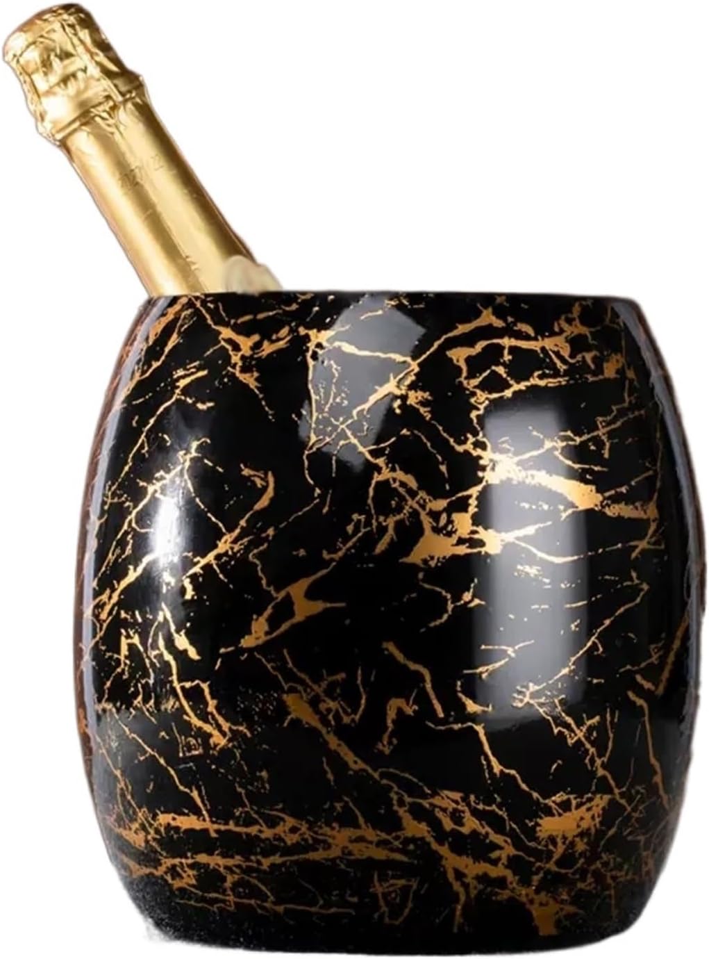 GLigeT ice Cube Bucket Ice Bucket 3.6L Stainless Steel Ice Buckets with Elegant Marble Patterns Ideal for Cocktail Bar, Parties, Chilling Wine, Champagne ice Buckets for Bars (Color : Black)