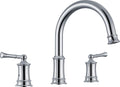 Polished Chrome Roman Tub Faucet, Antique Bathtub Faucet Set 3 Hole, High Flow Bath Tub Faucet 12-16 inch Widespread, Solid Brass Tub Filler 2 Handle 360° Swivel Spout Rough-in Valve(B2307-CP)