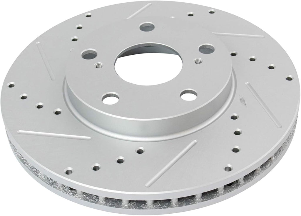 TRQ Performance Front Brake Pad and Rotor Set Ceramic Coated Drilled Slotted Rotors Calipers Compatible with 1997-2001 Lexus ES300 1998-2004 Toyota Avalon 1997-2001 Camry 1999-2003 Solara