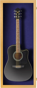 PENNZONI Acoustic Guitar Display Case - Acrylic Acoustic Guitar Case - Guitar Display Case Wall Mount Made from Hardwood Frame & Clear Acrylic - Golden Oak w/Felt Blue