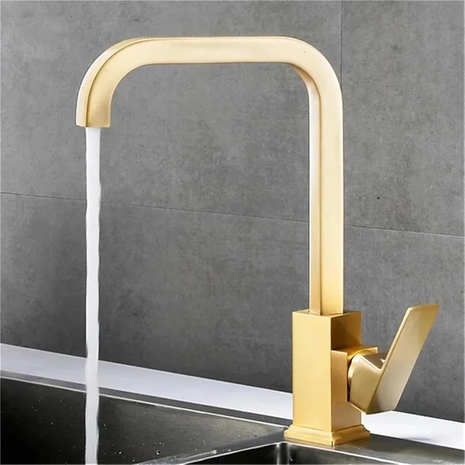 Kitchen Faucet Brass Sink Rotating Hot & Cold Grey Bathroom Faucet Sink Mixer Tap(Brushed Gold)
