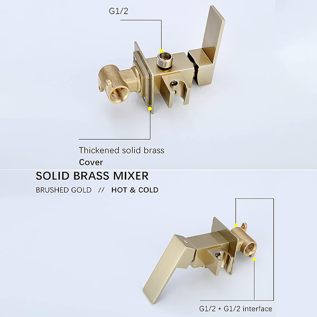 Handheld Bidet Sprayer for Toilet, Brushed Gold Wall Mounted Bathroom Cloth Diaper Set with Cold and Hot Water, Brass Kit for Bathing Pets, Feminine Hygiene