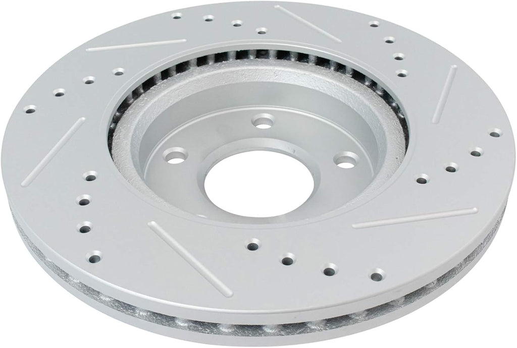 TRQ Front Brake Pad and Rotor Kit Ceramic Performance Slotted Drilled Vented Rotors G-Coated Compatible with 2013-2023 Nissan Altima
