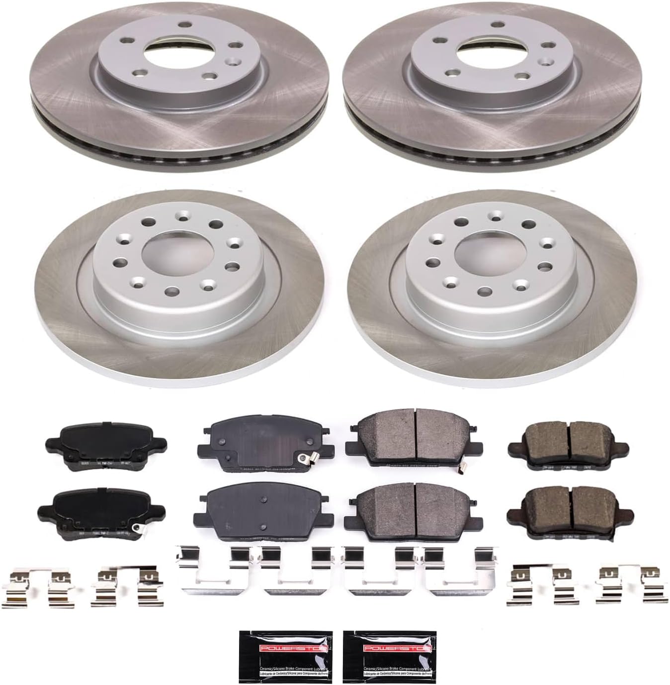 PowerStop Front and Rear Brake Kit for Buick LaCrosse 2019 | Chevrolet Equinox 2018-21 | GMC Terrain 2021 - Ceramic Brake Pads + Semi Coated Rotors Replacement, SC7564