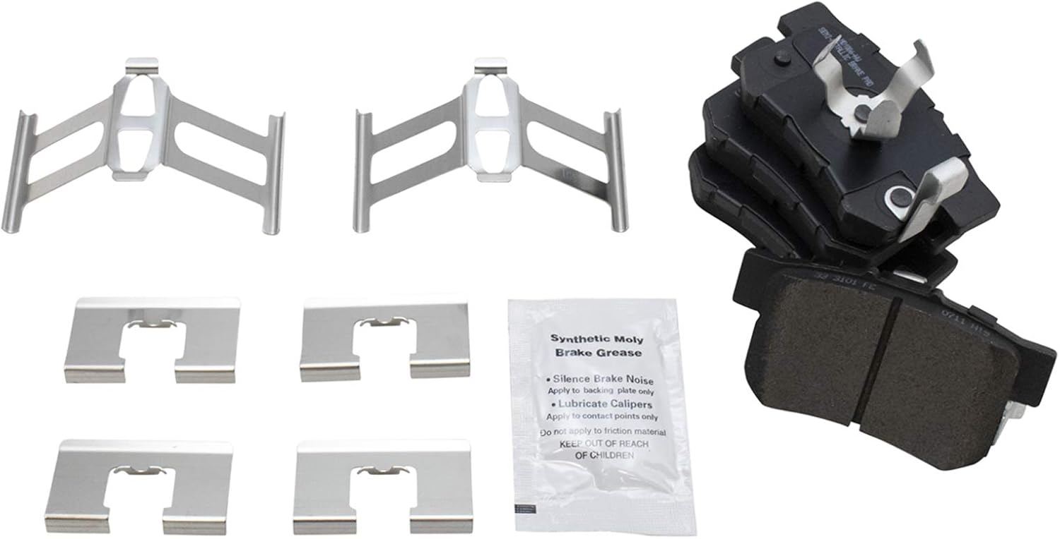TRQ Performance Rear Brake Pad and Rotor Set Semi Metallic Coated Rotors Calipers Compatible with 2007-2011 Honda CR-V