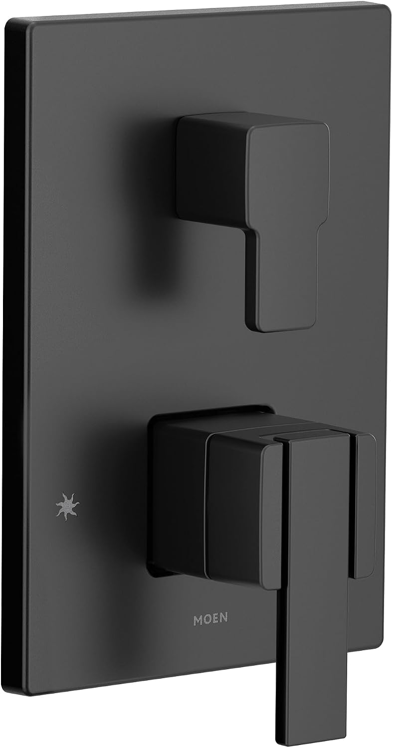 Moen 90 Degree Matte Black M-CORE 3-Series 2-Handle Shower Trim with Integrated Transfer Valve, Valve Required, UTS9011BL
