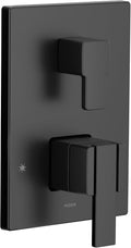 Moen 90 Degree Matte Black M-CORE 3-Series 2-Handle Shower Trim with Integrated Transfer Valve, Valve Required, UTS9011BL