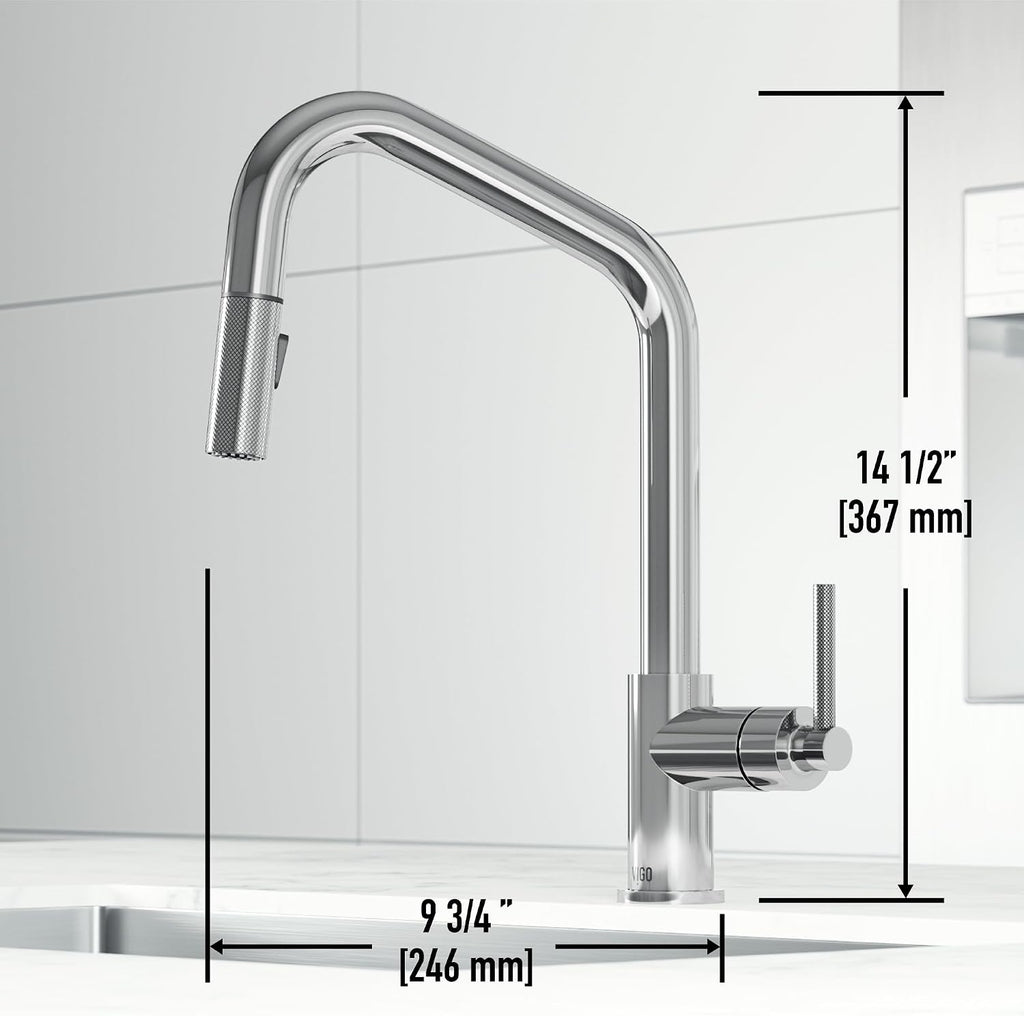 VIGO Utopia 15'' H Single Handle Pull-Down Sprayer Kitchen Bar Faucet in Chrome-VG02038CH