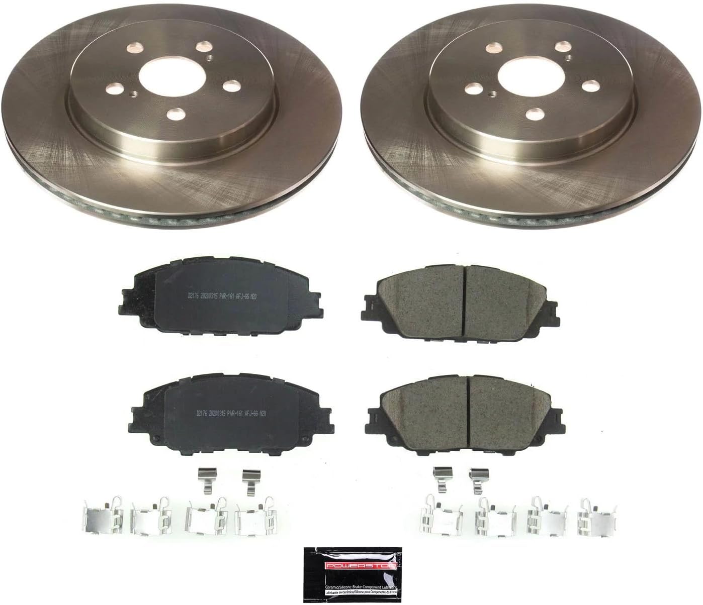 PowerStop Front Brake Kit for Toyota Corolla 2019-24 | Toyota Prius Prime 2020-22 - Z17 Ceramic Brake Pads & Disc Rotors Replacement, KOE8328