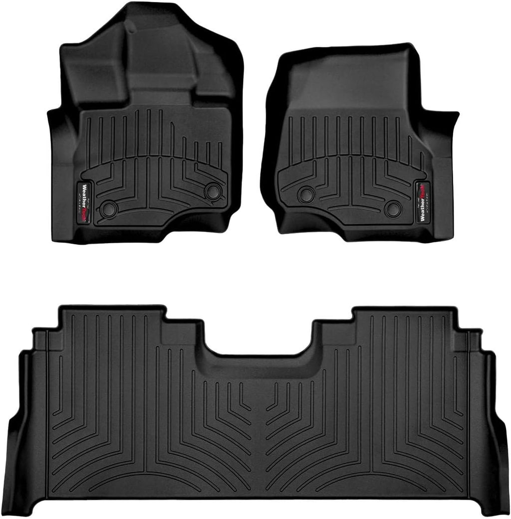 WeatherTech Custom Fit FloorLiners for Ford F-150 Raptor, F-150, F-150 Lightning - 1st & 2nd Row (44697-1-6), Black
