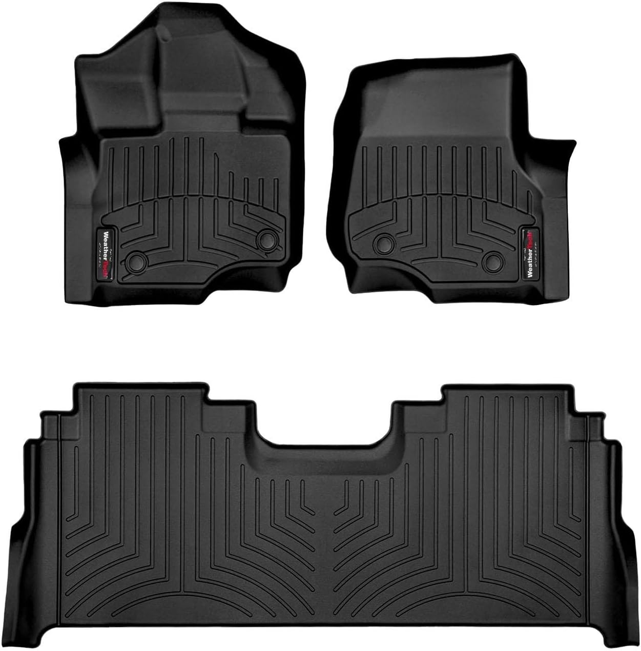 WeatherTech Custom Fit FloorLiners for Ford F-150 Raptor, F-150, F-150 Lightning - 1st & 2nd Row (44697-1-6), Black