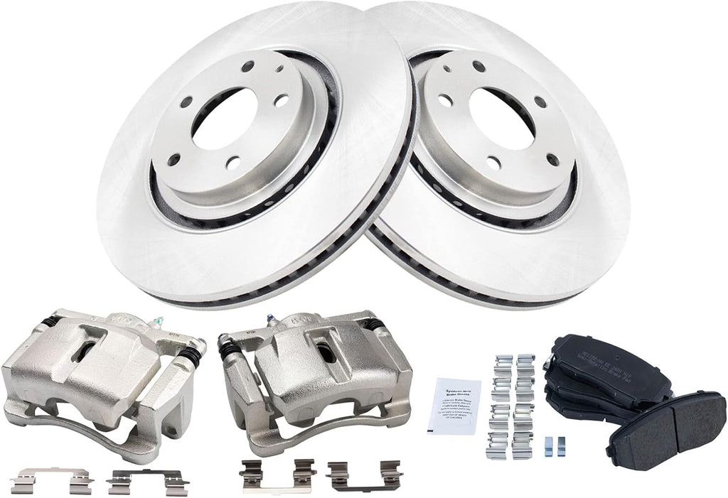 TRQ Front Brake Pad and Rotor Set Semi Metallic Vented Rotors Calipers Compatible with 2019 Mazda CX-5