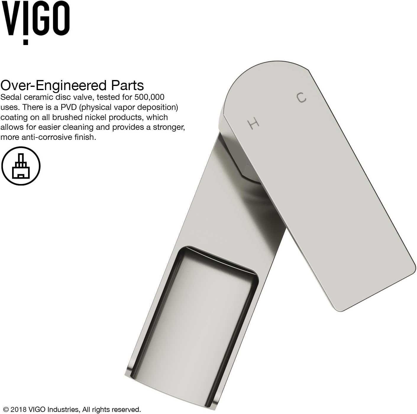 VIGO Ileana Waterfall Single-Handle Single-Hole Mount Bathroom Sink Faucet, 7-Inch, Brushed Nickel, Modern Design, Solid Brass, 1.2 GPM WaterSense & Ceramic Disc Valve, Corrosion-Resistant