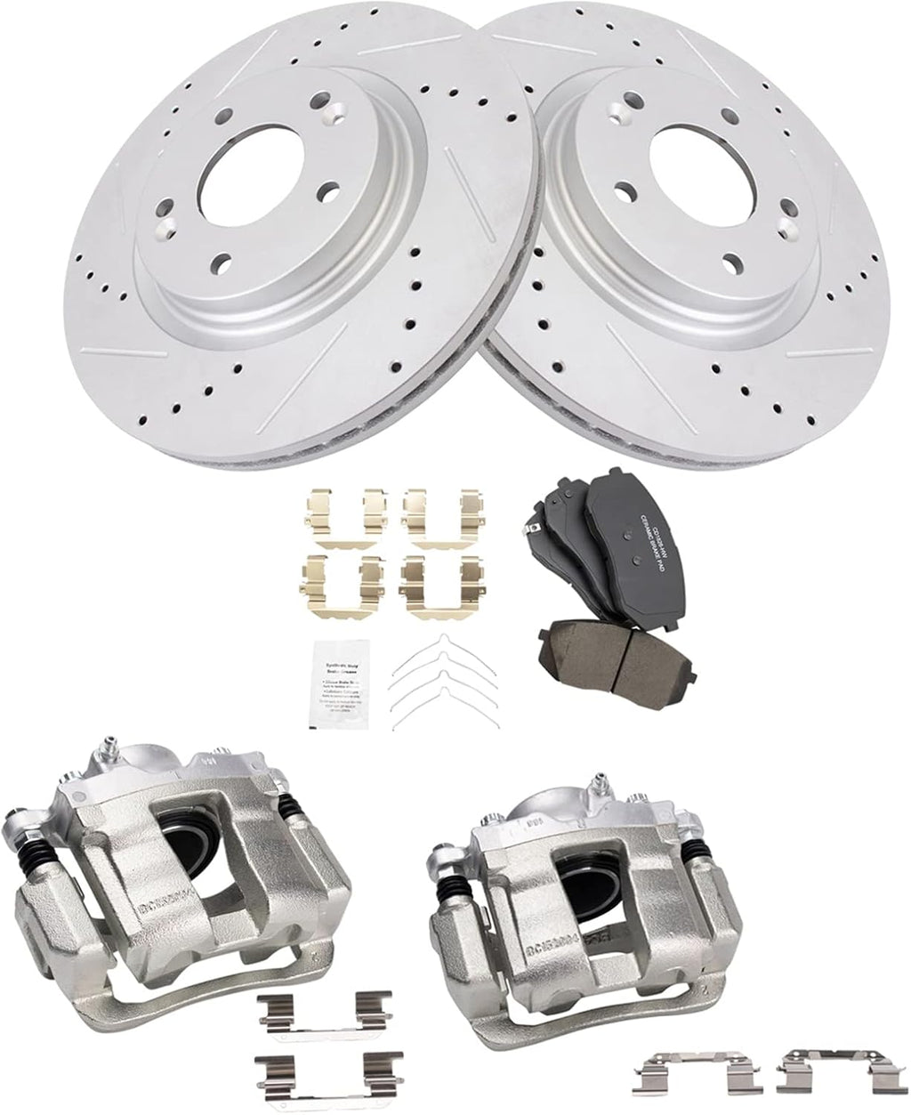 TRQ Performance Front Brake Pad and Rotor Set Ceramic Vented Coated Rotors Calipers Compatible with 2016 Kia Optima